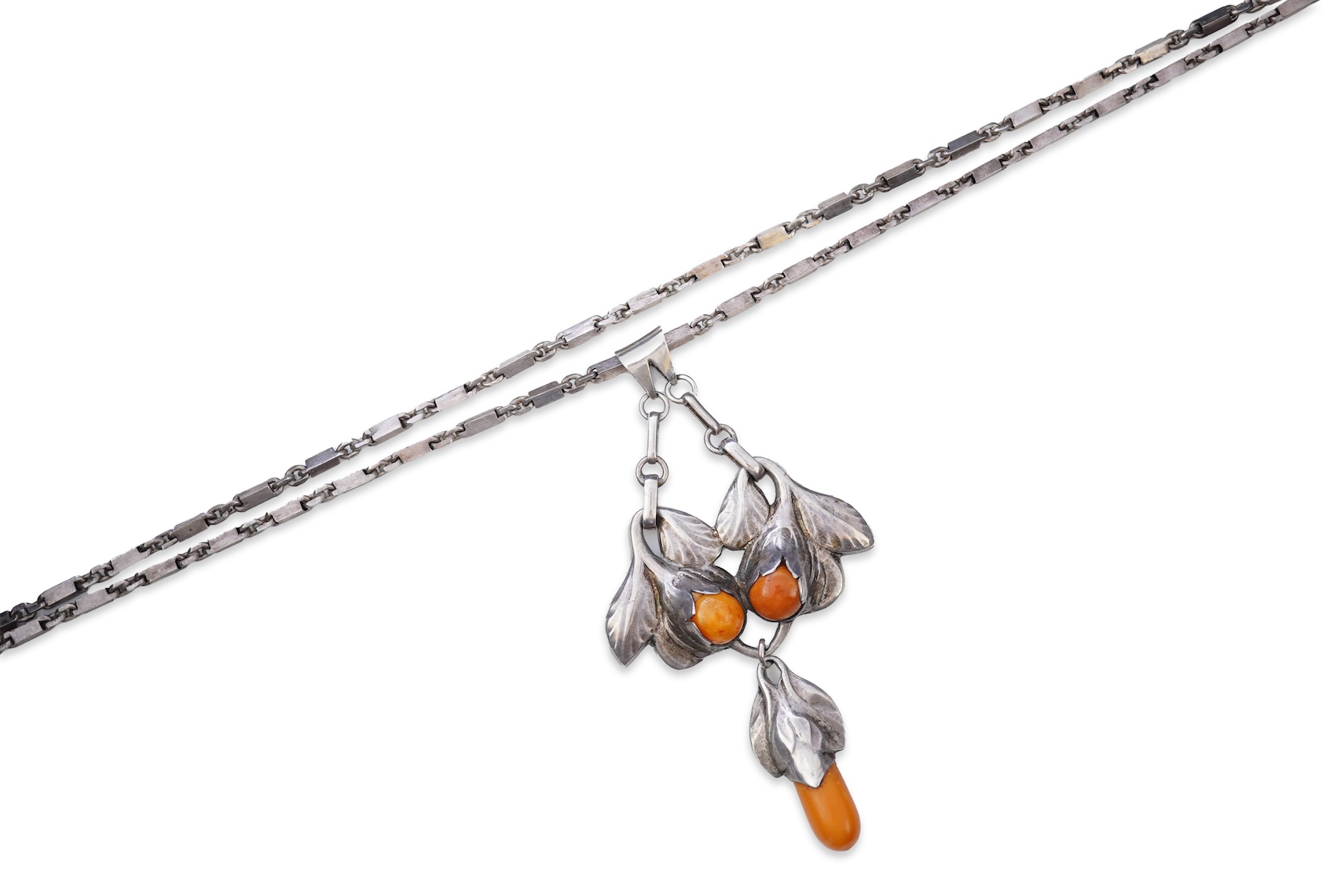 An Arts & Crafts silver and amber necklace, Denmark or Norway, mid 20th century